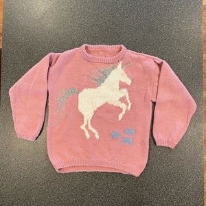 Vintage Handmade Pink Unicorn Sweater